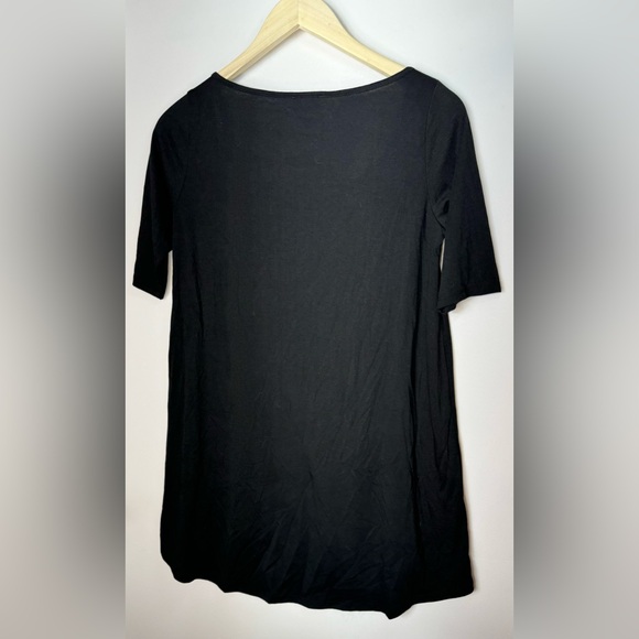NWT MMMMMM Size Large Jersey A Line Black Pull Over High Low Short Sleeve Dress - Picture 6 of 7
